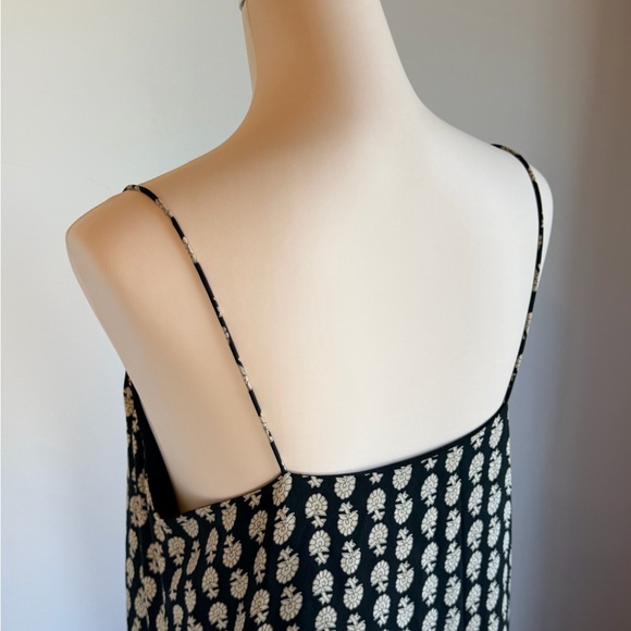 Madewell 100% Silk Medium Black and Cream Patterned Midi Dress - Picture 6 of 11